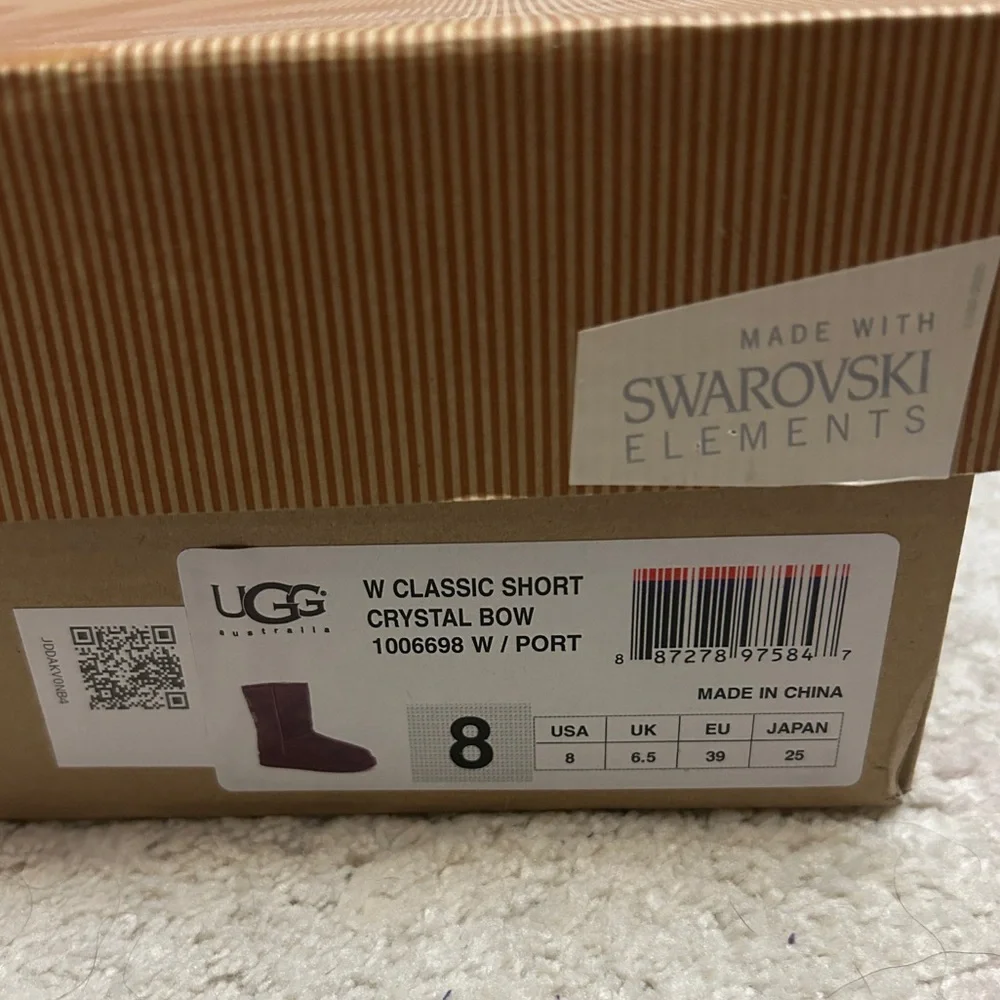 UGG Women's Purple Suede Tall Boots with Rhinestone Bows